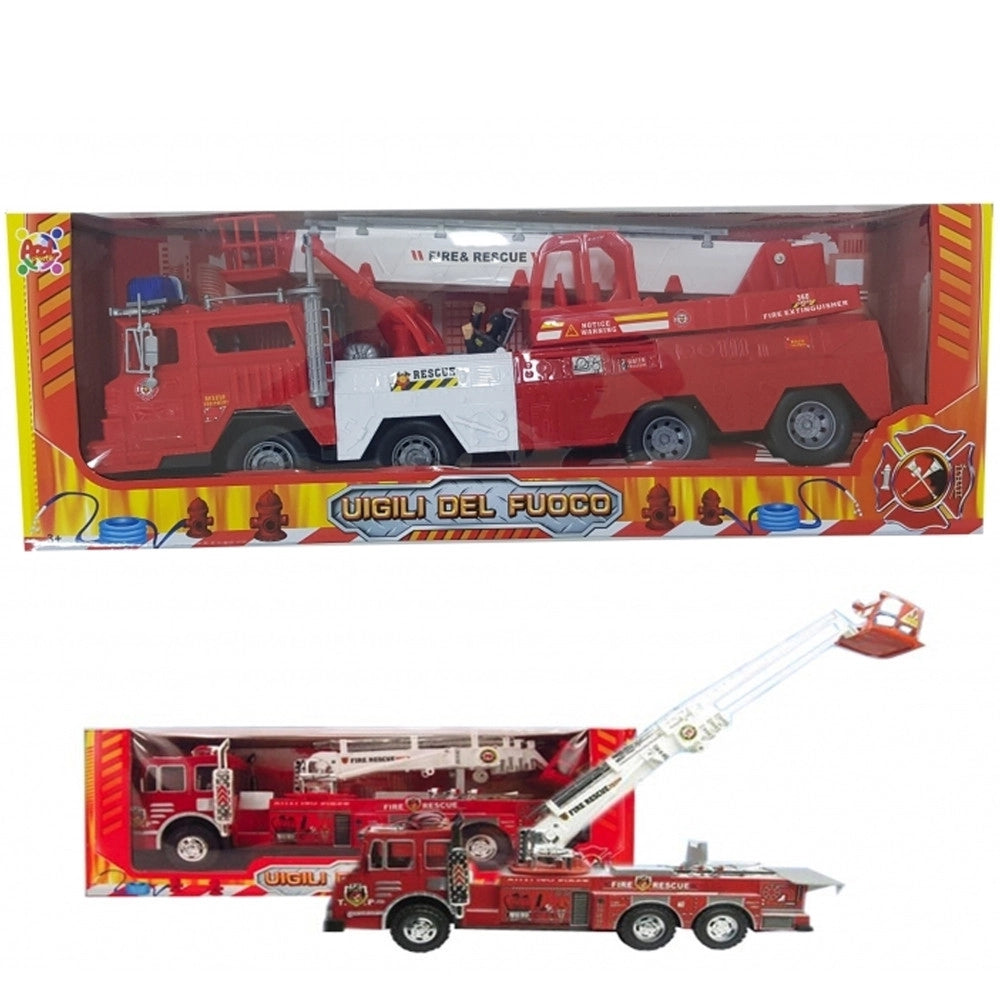 Trade Shop - Camion Pompieri Vigili Fuoco 50cm Luci Scala Allungabile Girevole Gioco Bambini -