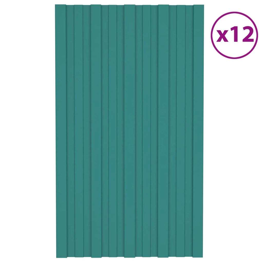 Pannello per tetto 12 pcs Verde 80 x 45 cm Acciaio zincato 42047109