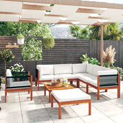 Set da giardino 8 pezzi con cuscini in legno crema, acacia e corda 3057890
