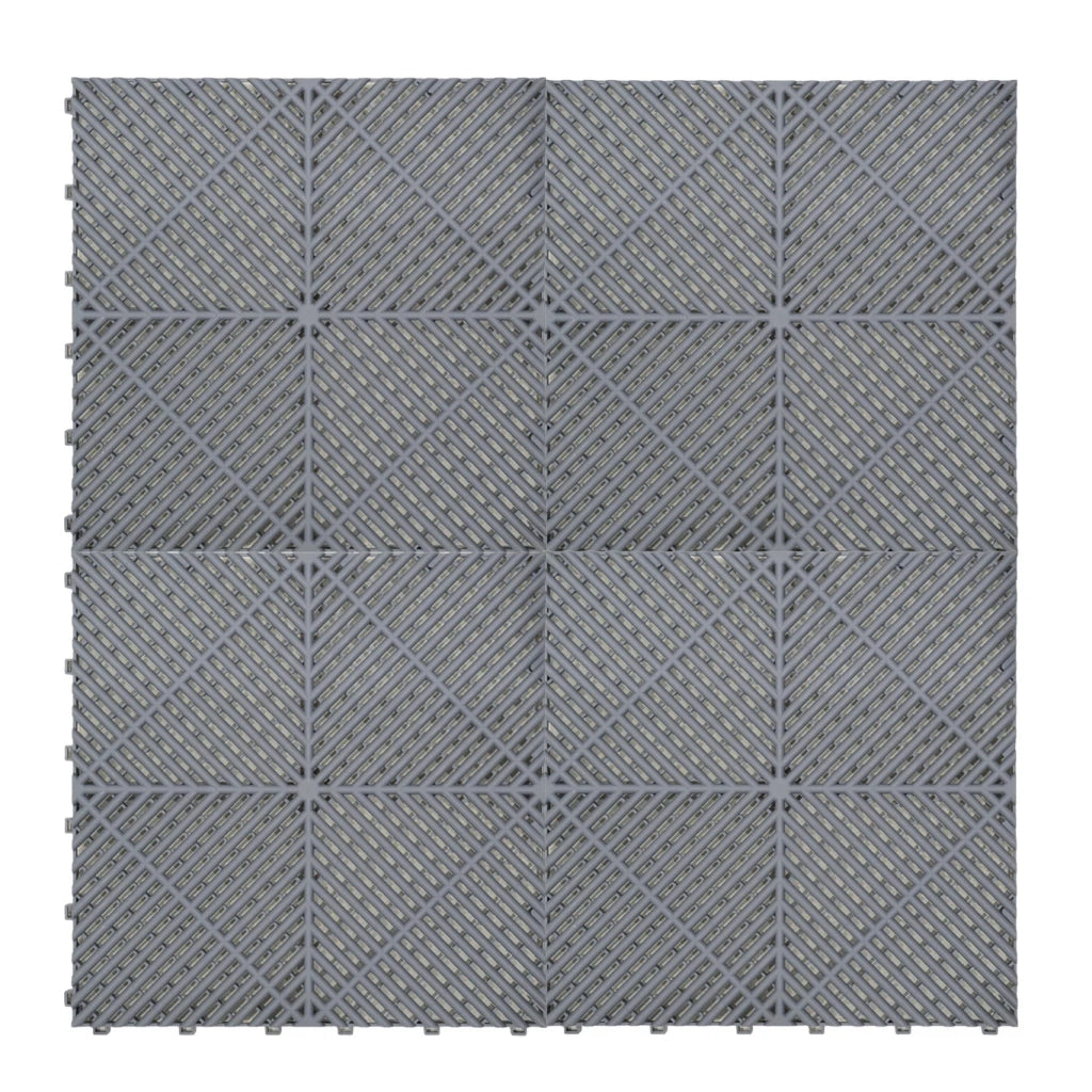 Piastrelle ventilate grigie 6m x 6m per garage doppio e officine, antiscivolo.
