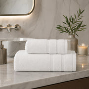 Saleneba, Telo Bagno set di 2 Asciugamano Viso 60x110 cm Asciugamano Ospite 40x60 cm, Bianco