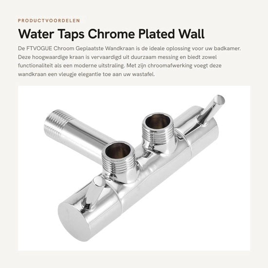 Rubinetto da bagno a doppia presa - Cromato - Messing - 11.3x4.8cm - Resistente allo shock