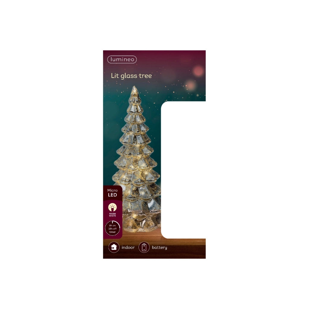 Albero Vt argento c/LED d10x21cm
