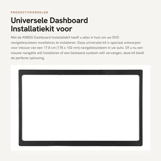 Kit di installazione universale - telaio di navigazione - 17,8 cm di spessore - per 178 x 102 mm - adatto per DVD - installazione facile - telaio di installazione in cabina