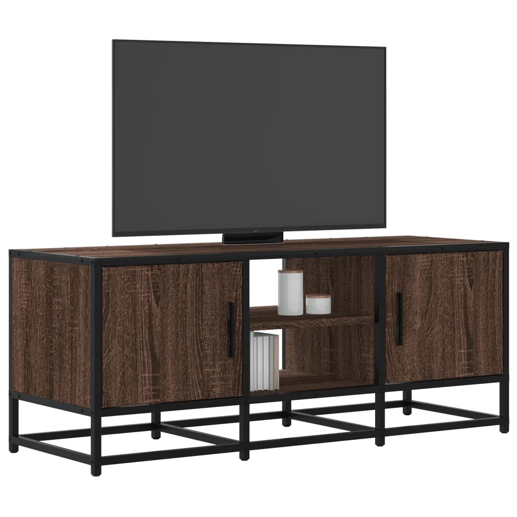 Mobile TV Rovere Marrone 100x35x41 cm Legno Multistrato Metallo 848838