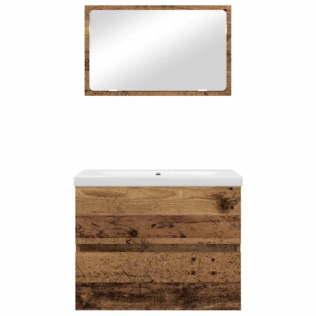 Set di mobili per il bagno con cassetto 3 pcs Legno vecchio