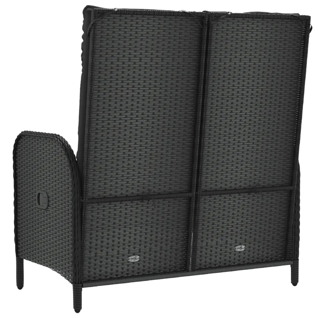 Panca Reclinabile da Giardino con Cuscini-Sgabello-Sedia da esterno 107cm Polyrattan Nera