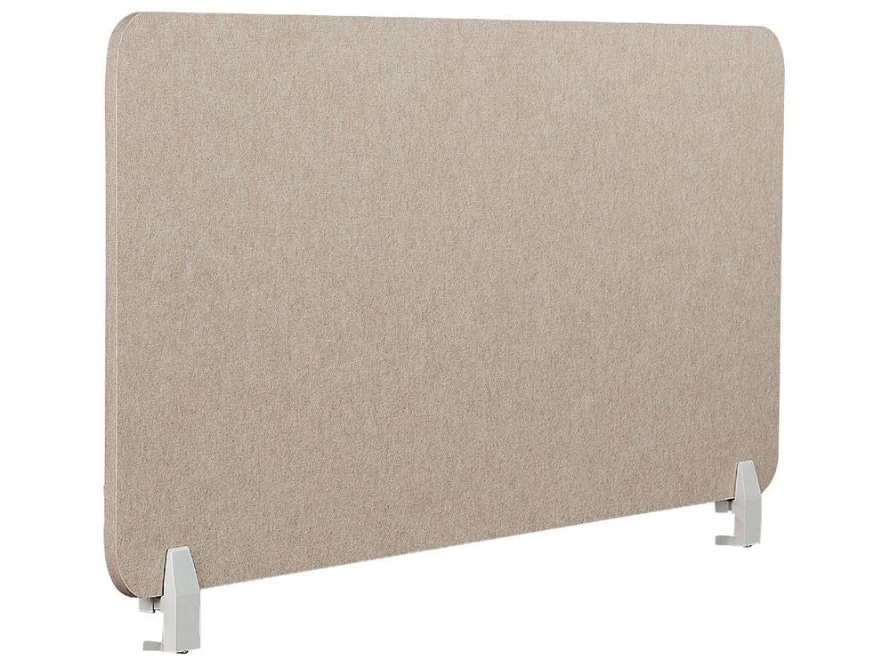 Schermo da tavolo Beige PET Board Copertura in tessuto 120 x 50 cm Schermo acustico Morsetti di montaggio modulari Casa Ufficio