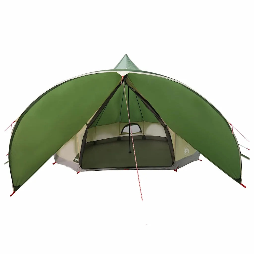 Tenda Teepee per 7 Persone Verde e Grigio 600 x 600 x 347 cm