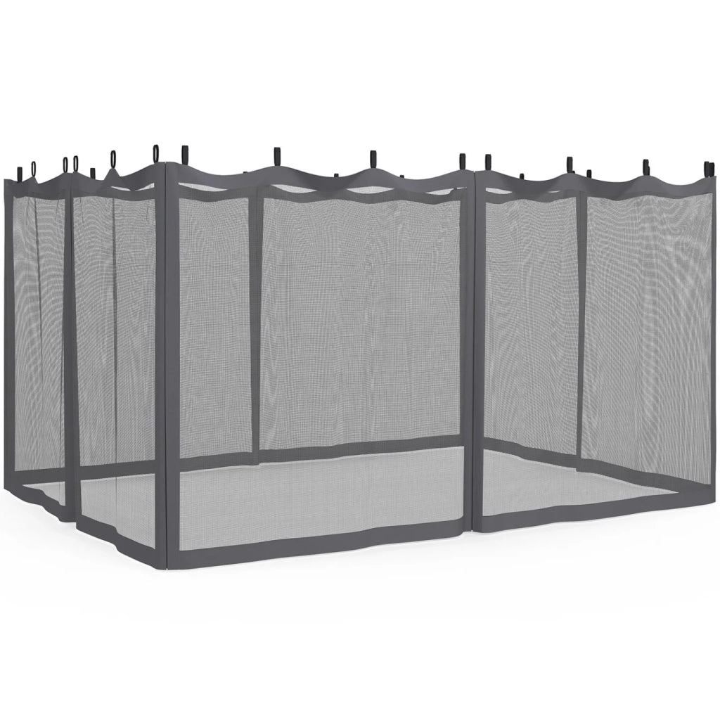 IDMarket - Set di 4 zanzariere 3x4 grigie con cerniera per pergola + ganci