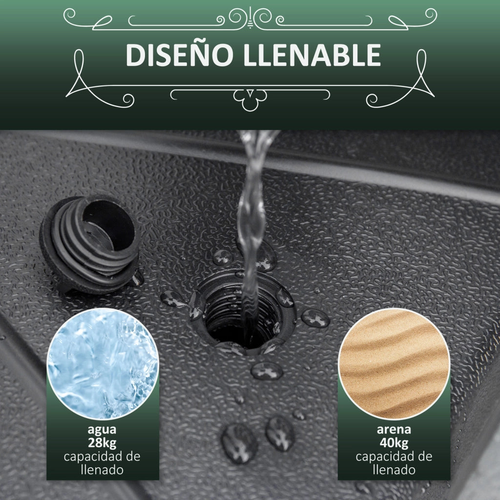 Base per Ombrellone Ottagonale Riempi con Acqua o Sabbia ¨C zephmum ¨C Nero ?60x36 cm