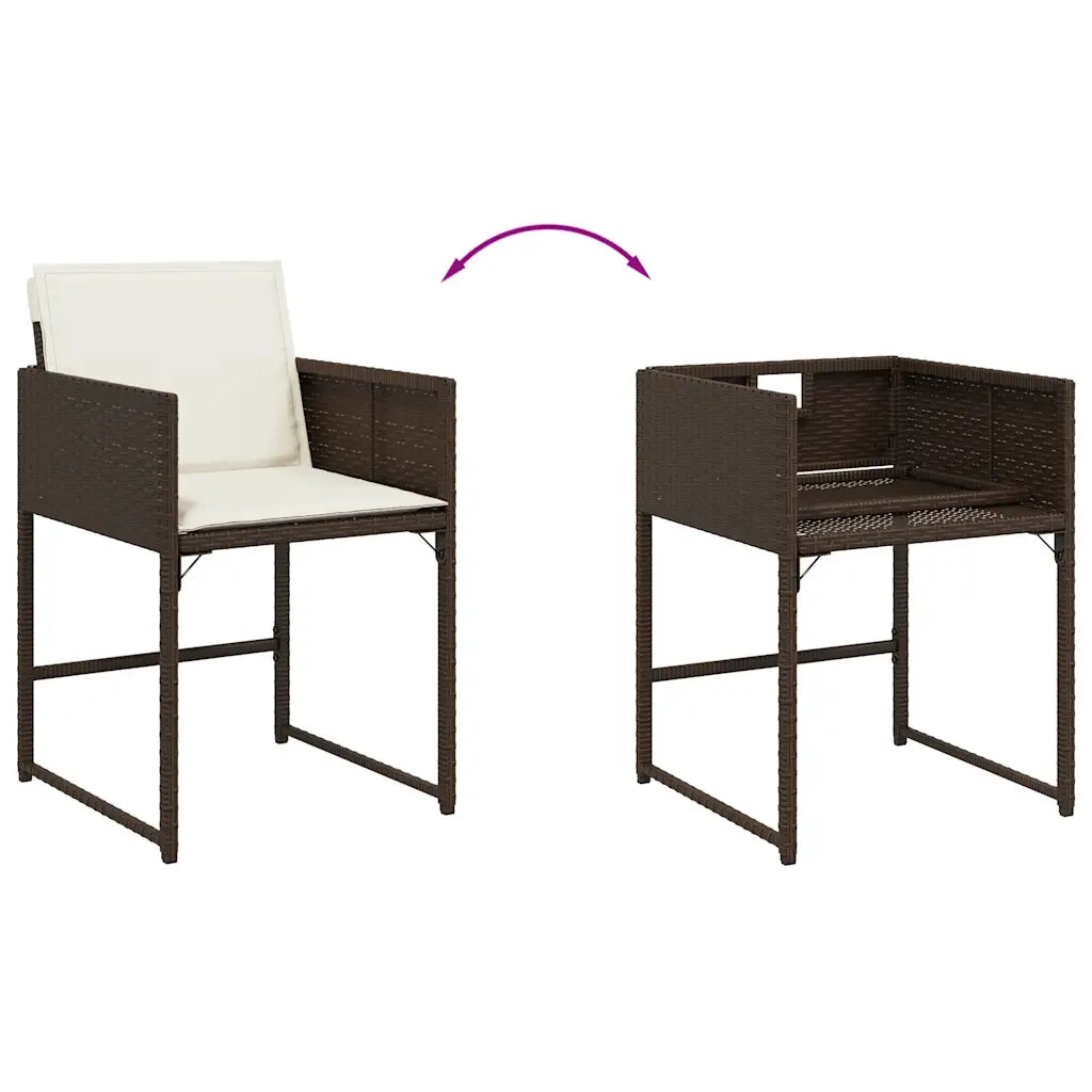 Set da Pranzo da Giardino 9pz con Cuscini Marrone in Polyrattan 3278144