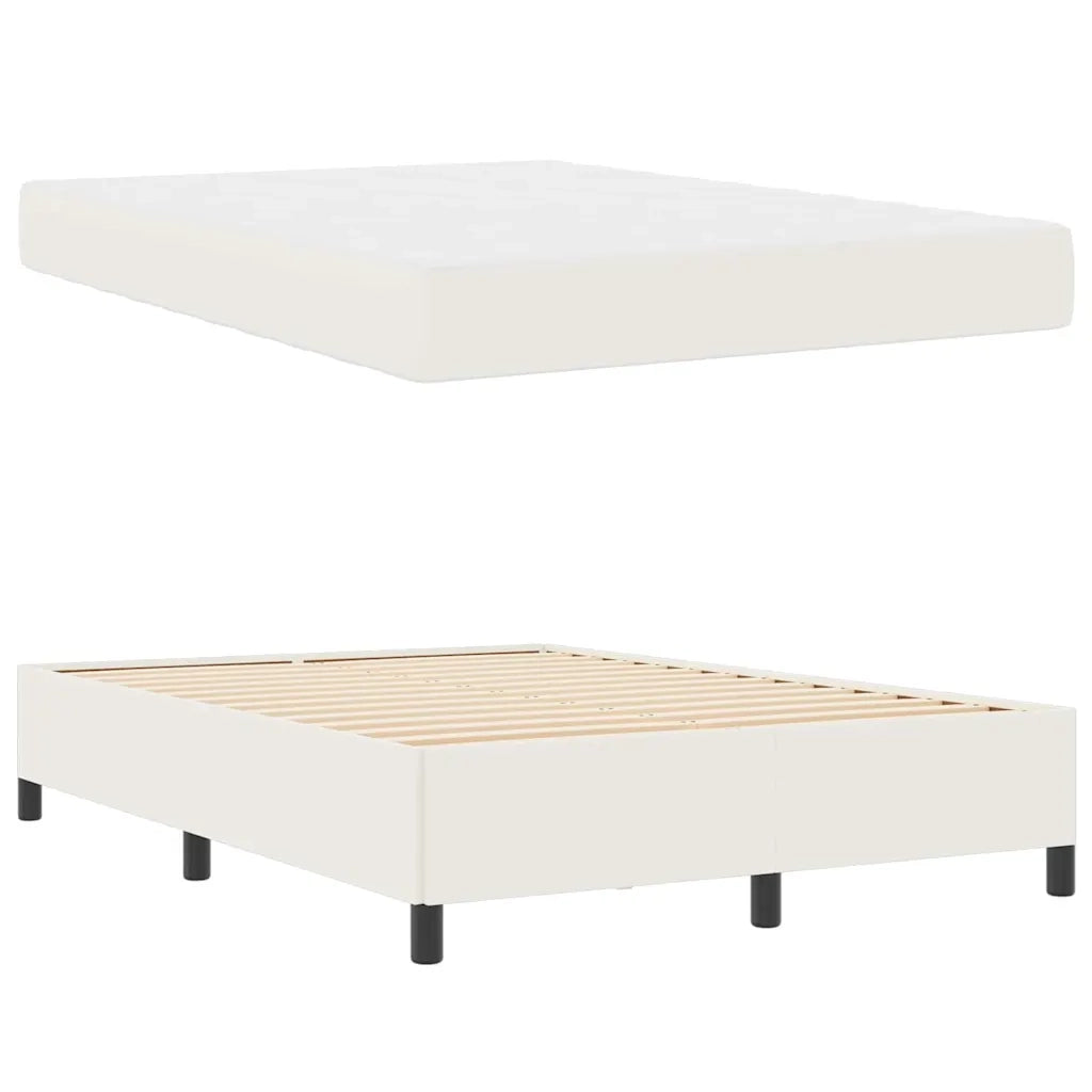 Struttura del letto con materasso Crema 160 x 200 cm Tessuto