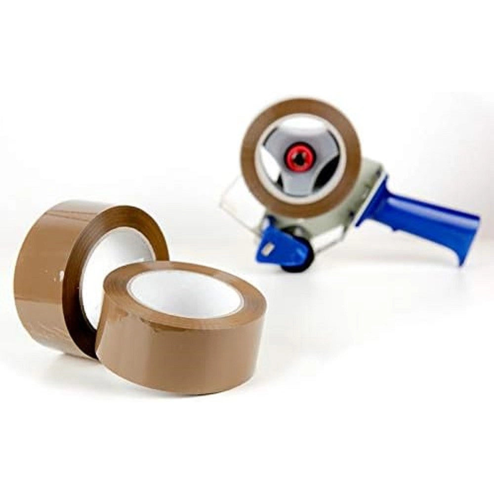 Trade Shop - Set 6 Pz Rotoli Nastro Adesivo Pacchi 50mmx132mt Silenzioso Imballo Colore Avana -