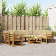 Set di divani da esterno con cuscino 10 pcs Naturale e Beige 3367006