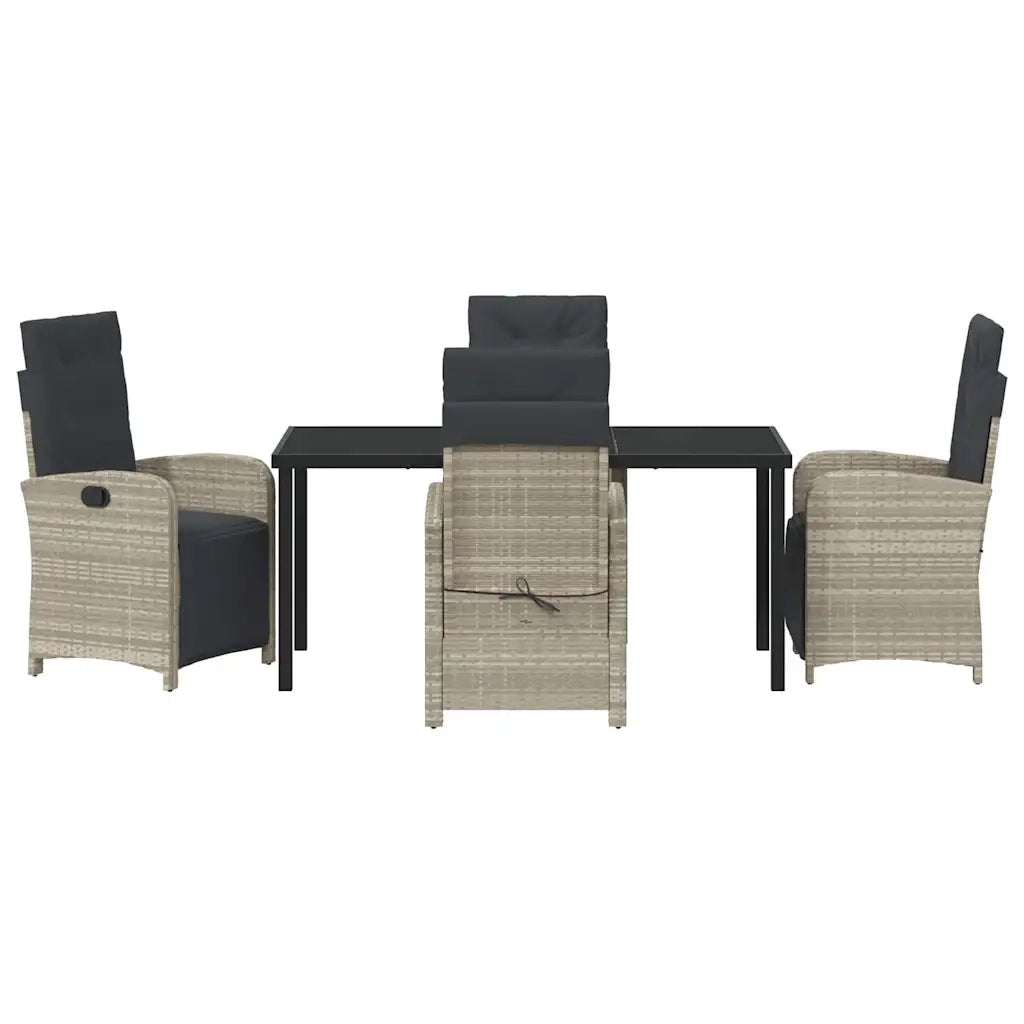 Set da Pranzo per Giardino 5 pcs Grigio chiaro polyrattan