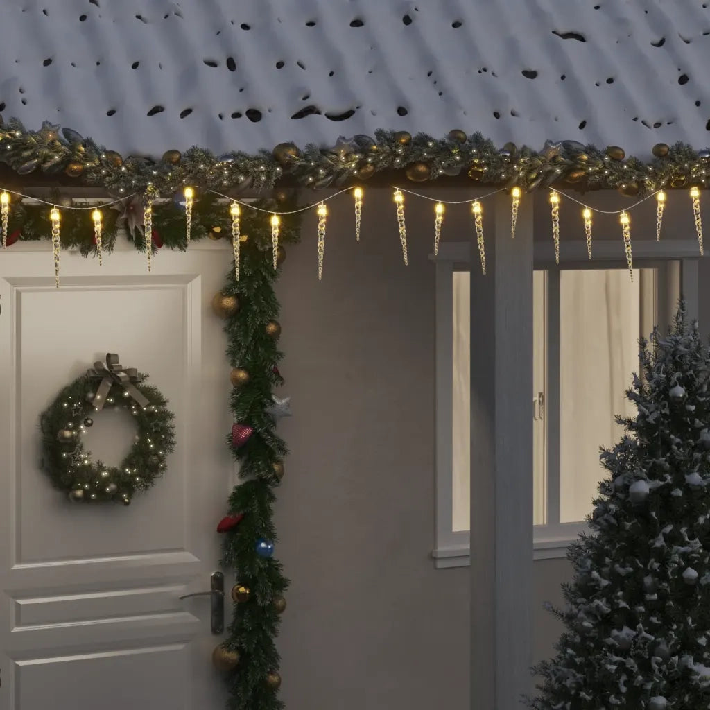 Luci di Natale a forma di ghiacciolo 100 LED Bianco Caldo 10 m 356227