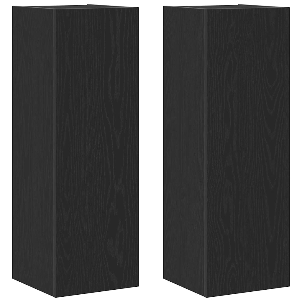 Mobile TV da Parete 2 pz | Armadietto TV | Mobile Porta TV Rovere Nero 30,5 x 28,5 x 90 cm