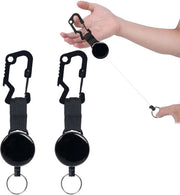 Set di Appoggio per Chiavi Estensibile da 2 - Appoggio per Chiavi con Corda Estensibile - Attacco a Carabina - Anello per Chiavi - Rullo per Chiavi con Corda in Acciaio - Conservazione Sicura delle Chiavi