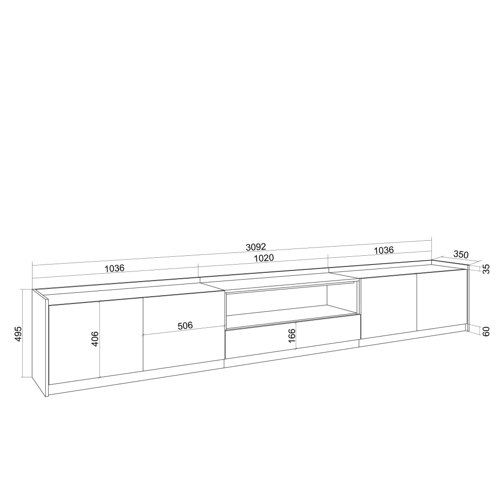 Mobile TV Soggiorno, 310x50x37 cm, Per TV fino a 80", Mobile Soggiorno, Rovere scuro e Nero