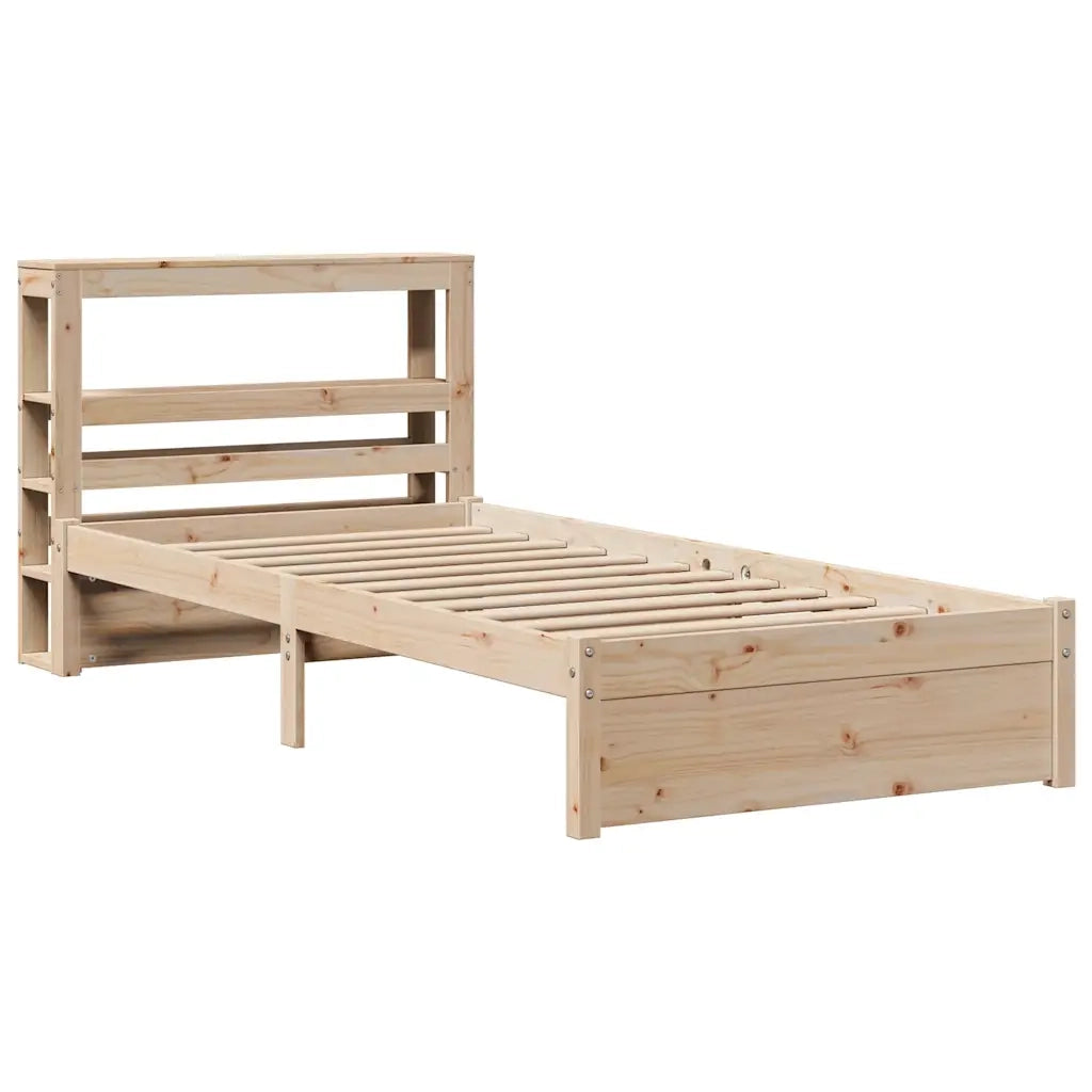 Letto singolo | Letto per adulti | Giroletto con Testiera 75x190 cm in Legno Massello di Pino