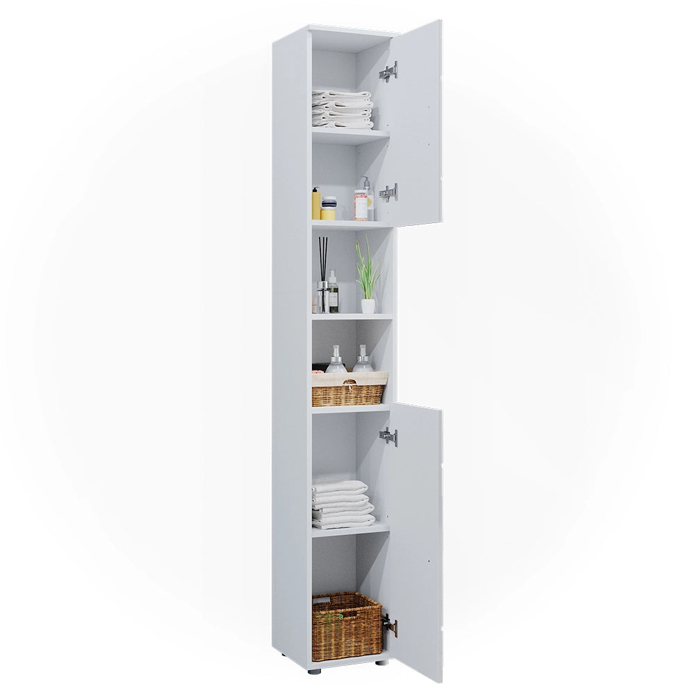 Mobile bagno alto Irma Bianco lucido con inserti 30 x 192 cm Vicco