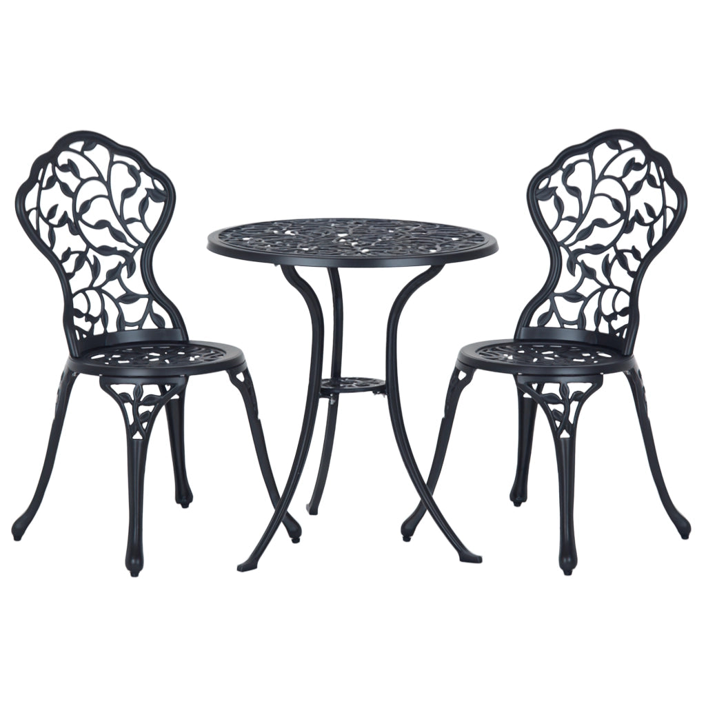 Set Giardino 3 Pezzi ¨C zephmum ¨C Sedie e Tavolo in Alluminio, Nero