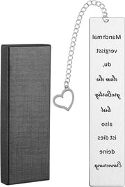 Metallico Librario con Scatola Regalo Nera - Inspiratore di Libri - Ringraziamento Regalo - Librario con Pendente a Cuore - Dono per la Mamma - Per gli Amanti dei Libri - Uomini - Donne - Collega