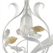 Lampadario Arte Povera Cesto Metallo Bianco E Oro 1 Luce E14