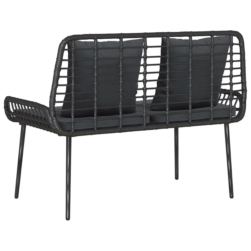 Panchina da giardino Nero e antracite polyrattan