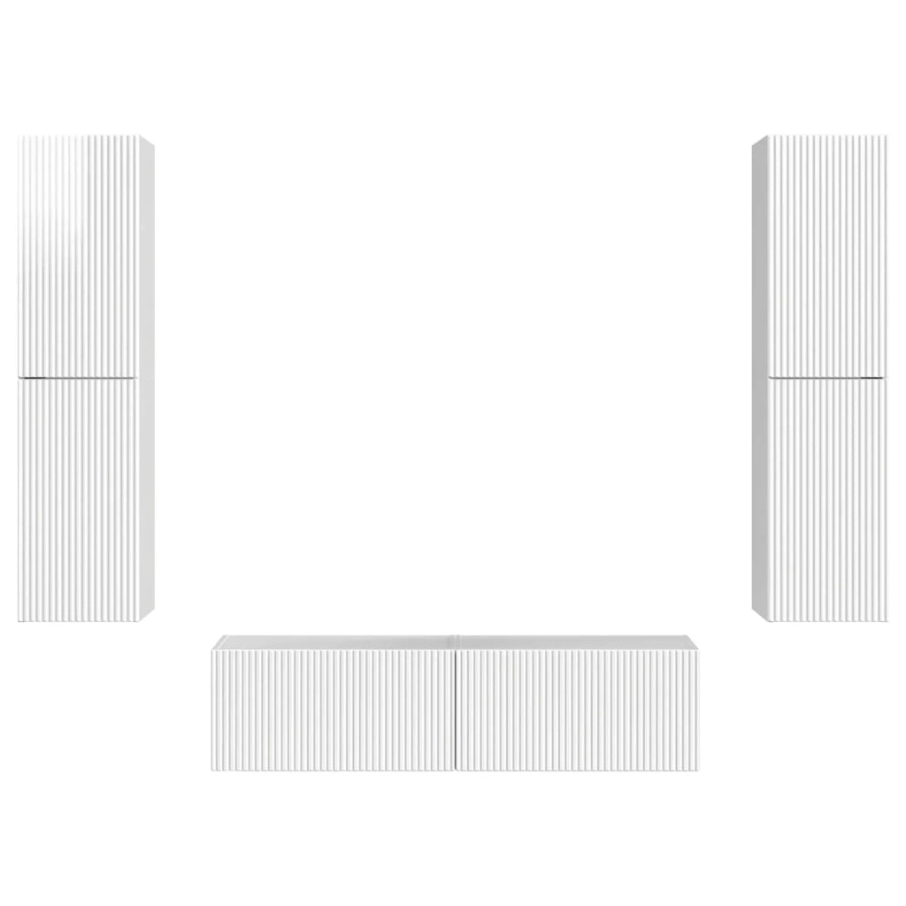 Set mobile TV 6 pcs Bianco Lucido Legno multistrato 3409127