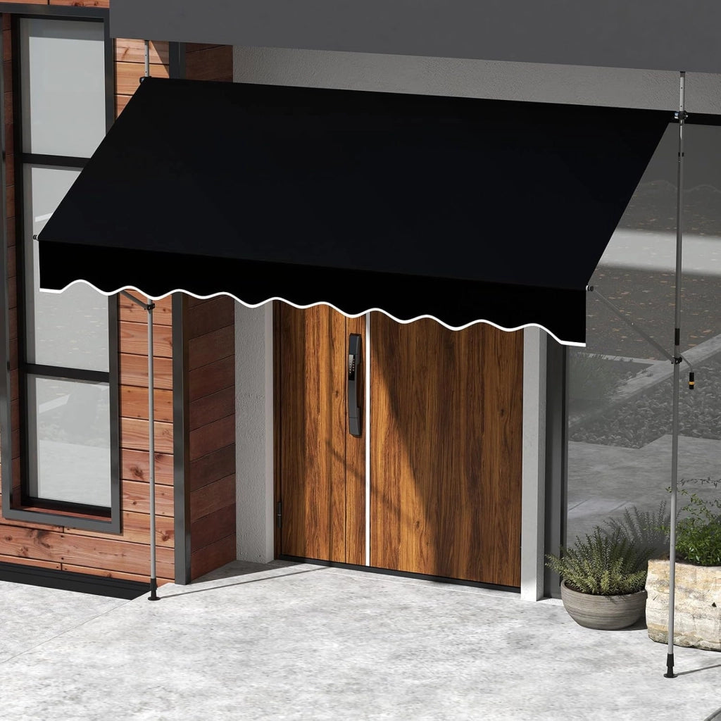 Tenda da Sole a Morsetto, Regolabile in Altezza e Inclinazione con Manovella, Telo Impermeabile e Resistente ai Raggi Solari e Telaio Antiruggine, Tenda Retrattile Senza Foratura (3M,Nero)