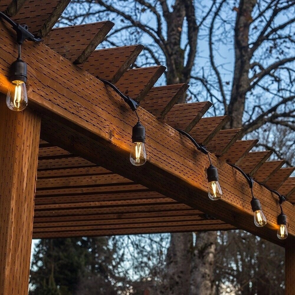 Trade Shop - Catena Luminosa Da Esterno Modulare 10 Lampadine E27 Cavo 10 Metri Ip65 Nero -
