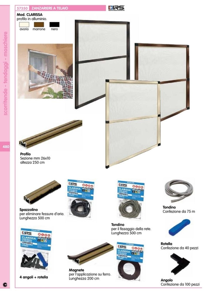 1pz zanzariera irs clarissa bl 4 angoli + rotella cod:ferx.33141