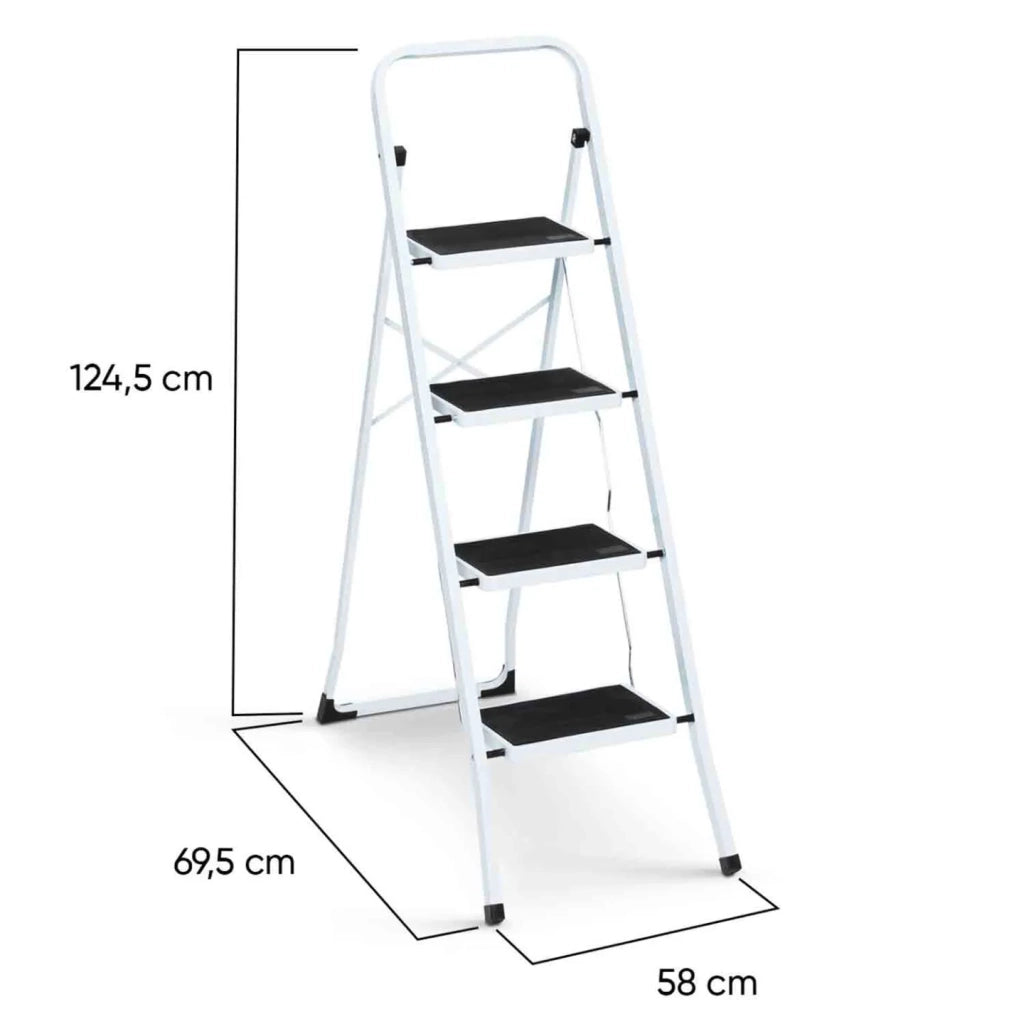 IDMarket - Scaletta pieghevole con 4 gradini antiscivolo e corrimano