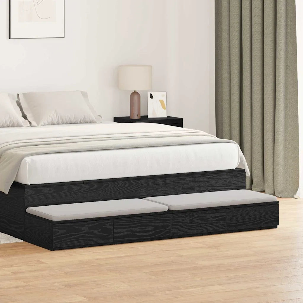 Cassetti per letto Rovere Nero 140 x 36,5 x 16,5 cm 866948