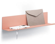 Pannello da parete 44 x 9 x 9 cm con 5 ganci e holder per cavo. Pannello di piatto di acciaio verniciato a specchio. Chiave e postino per ingresso, cucina e ufficio. Colore: beige e rosso.