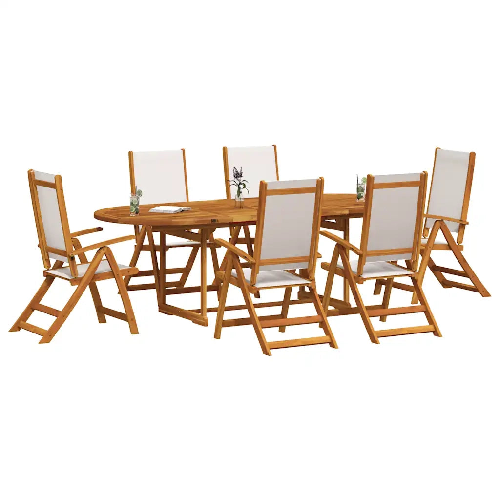 Set Pranzo da Giardino 9pz Legno Massello di Acacia e Textilene 3279291