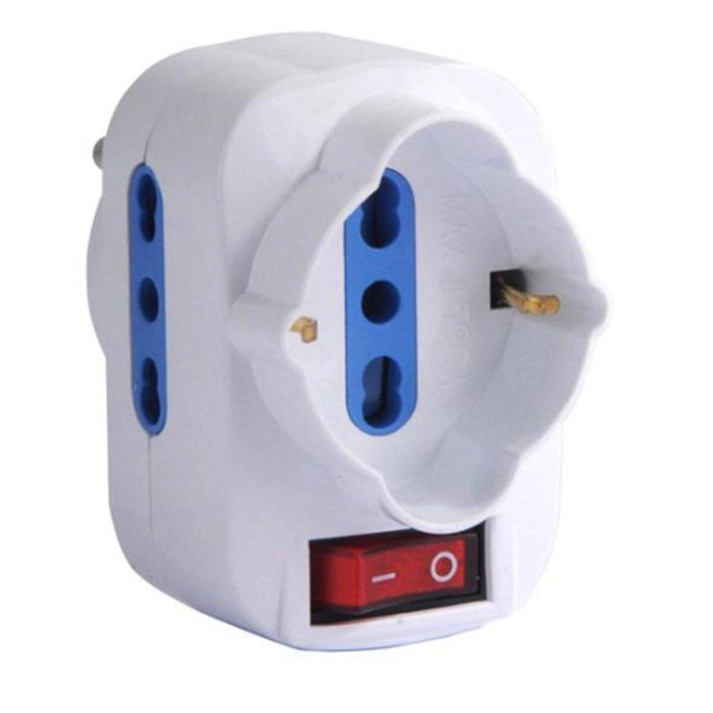 EcoPrice Adattatore Triplo Schuko +2 10/16A Spina 10A +Interrut.