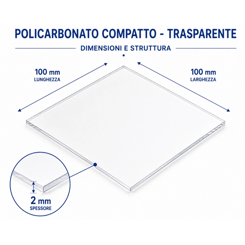 EZOOZA Policarbonato Compatto 2 mm 100x100 cm Trasparente 1 Pz