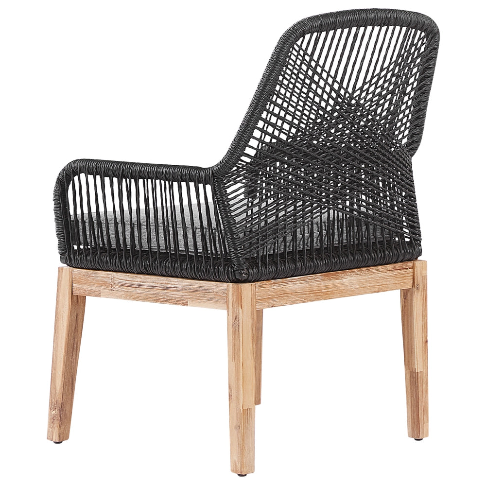 Set da pranzo da giardino con 6 sedie Grigio e nero Legno chiaro Cemento Acacia 190 x 100 cm Mobili da giardino