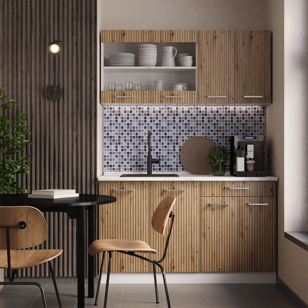 Vicco Cucina monoblocco Rovere artigianale/bianco 140 cm senza piano di lavoro