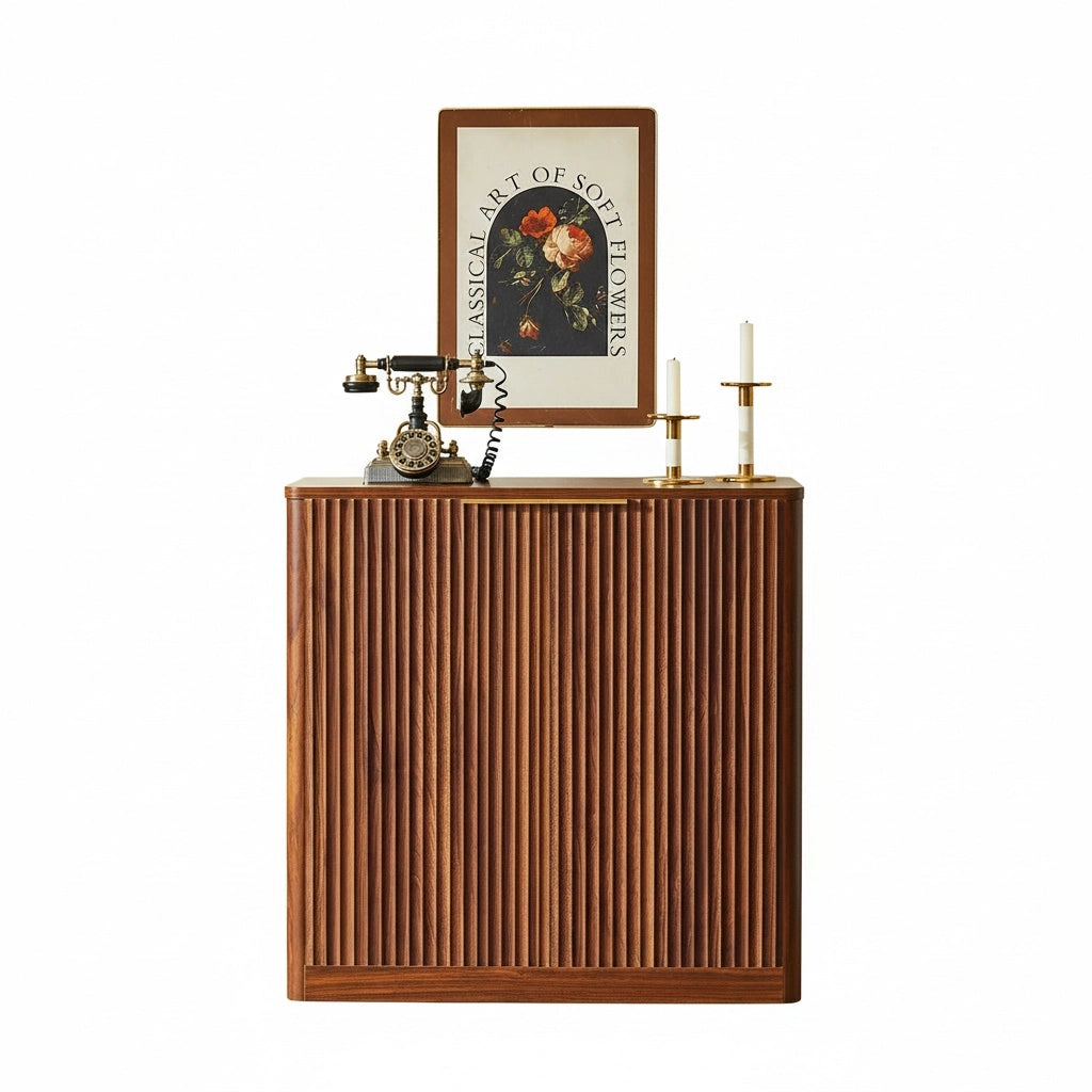 Buffet moderno - Xylo - 120x40x76 cm - Marrone - Pannelli incassati e ripiani regolabili