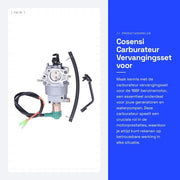 Set di sostituzione carburatore per motori a benzina 188F - Set di sincronizzazione carburatore - Strumento di regolazione carburatore - Per generatori - Miscela benzina/aria - Apparecchio meccanico rigido - Carburatore per motori