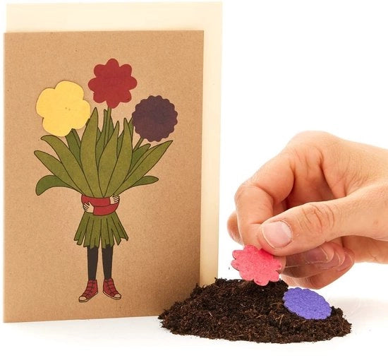 Carta da Paravento con Ragazza e Semi di Fiori Selvatici - Neutrale per Tutte le Occasioni