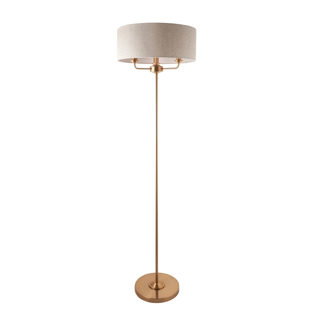 Lampada da terra Highclere ottone vintage 3xE14 Endon