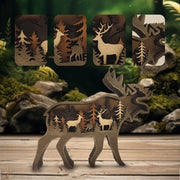 Decorazione 3D di animali in legno per snodare, multistrato legno sintetico, bos d'animali, graviure di legno, pannelli di scultura, hobby per casa, ufficio, desktop, decorazione per Natale e Capodanno. (eland)