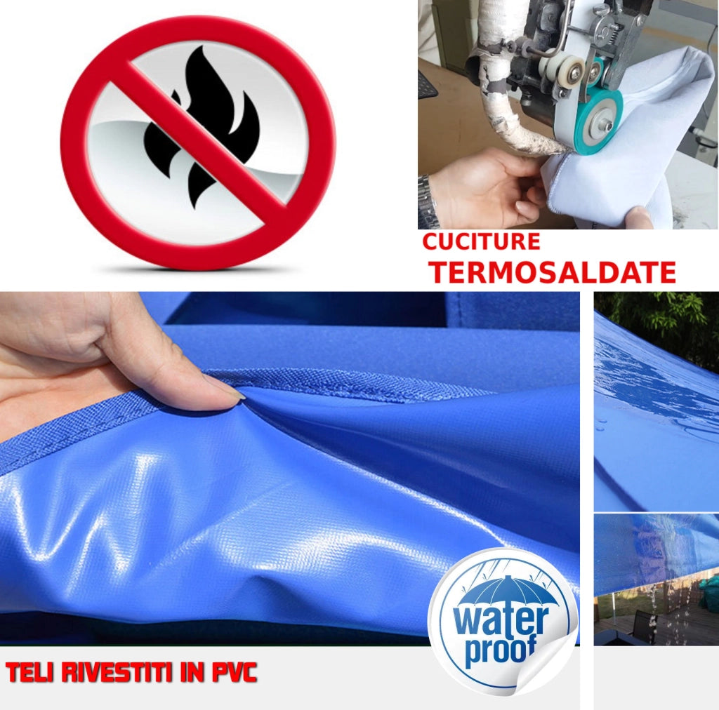 Gazebo 3x6 m rosso certificato IGNIFUGO pieghevole alluminio piantone esagonale 45mm portatile estendibile richiudibile estensibile acciaio con laterali per fiere eventi stand chiosco tenda tendone mercato mercatino