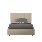 Letto Matrimoniale Francese 140x210 cm con Rete e Contenitore Mika Tortora