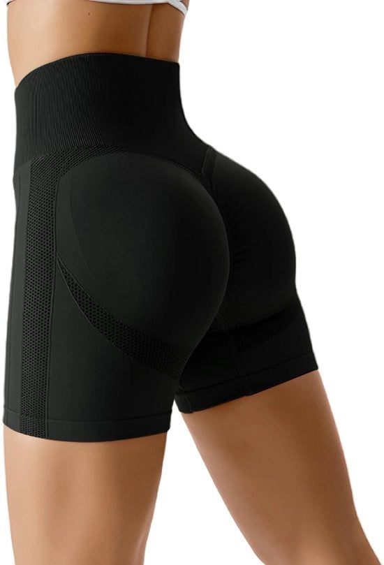 Shorts sportivi senza cuciture - alta vita - derrière scucita - push-up - shorts da ginnastica - per yoga/fitness - aspetto più sottile - pantaloncini sportivi